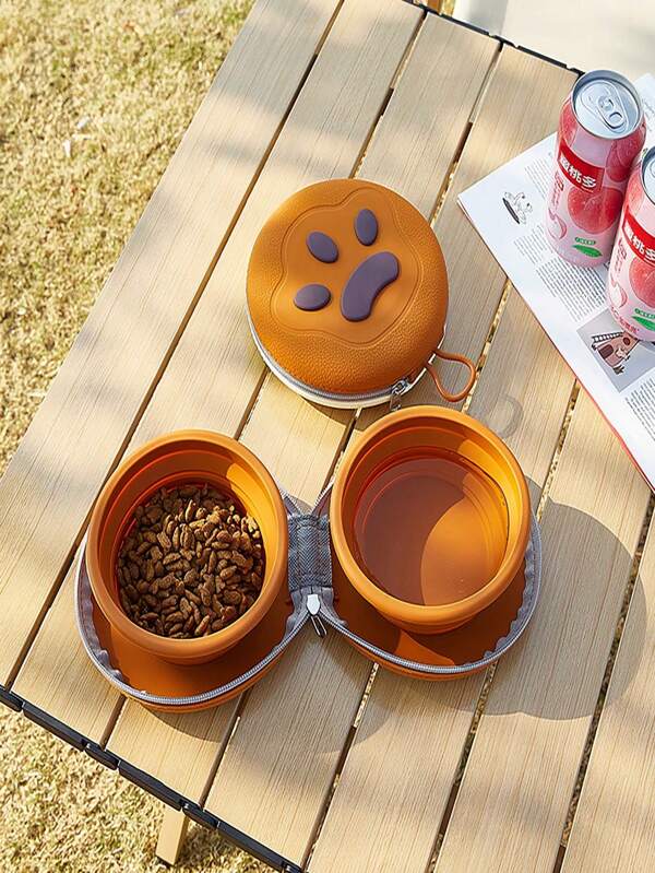 SHEIN 1 pieza Suministros para mascotas, Tazones portátiles para exteriores, Tazones plegables de silicona, Portátiles, Tazones para gatos y perros, Tazones para beber agua para mascotas, Tazones dobles, Tazones para mascotas, Tazones para comida de mascotas