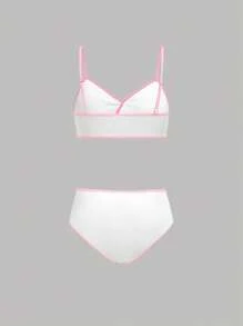 2pcs Set Colorblock Trim Bikini Panties, Teenagers Girls Underwear - Multicolor - View 2