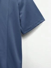 NEON BLANC Men's Letter Print Short Sleeve Casual Knitted Polo Shirt - Blue - View 4