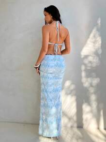 Aloruh 贝壳边露背挂脖长裙 - 彩色 - 查看 4