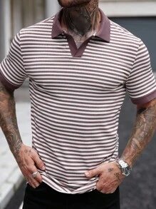 Manfinity Homme 男士条纹短袖休闲通勤 Polo 衫