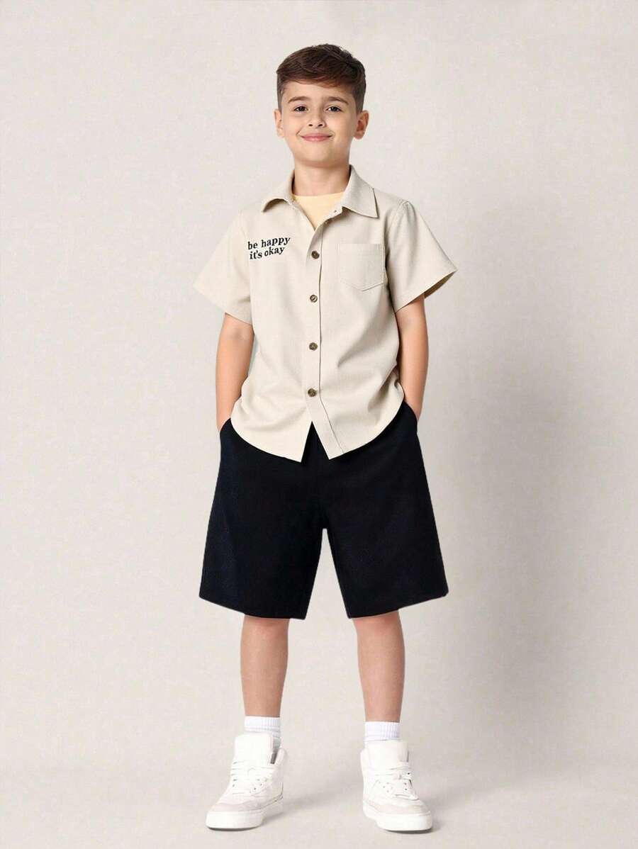 1-Pack Young Boys' Japanese And Korean Style Clean Color Lapel Loose ...