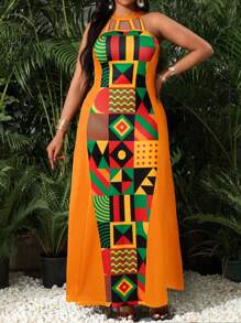 SHEIN Lady 春夏优雅通勤办公室波西米亚风彩色针织吊带喇叭形长款无袖大码连衣裙优雅女装优雅服装女式夏装女式夏装度假服装女式女装女式夏装优雅优雅女式连衣裙女式夏装波西米亚风大码女式度假连衣裙海滩度假服装夏装大码大码夏装大码女式夏装女式夏装女式夏装波西米亚风女式服装夏季连衣裙 - 橘色 - 查看 4