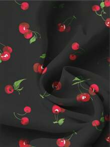 Plus Size Casual Cherry Print V-Neck Ruffle Sleeve Blouse Cherry Print Top Ruffle Sleeve Top V Neck Blouse Women's Summer Top Blouse For Women Casual - Multicolor - View 3