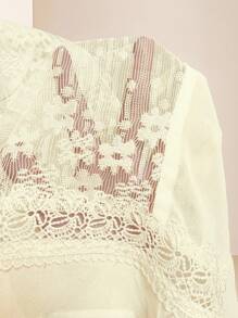 SHEIN Clasi 25 chiếc áo khoác mỏng chắp vá ren mùa hè mới cho nữ - Màu be - Xem 6