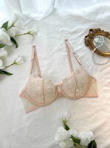 DelicateAllure Lencería De Encaje Floral Con Aros