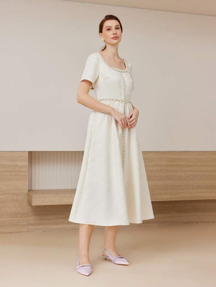 パールボタンデコ キトゥンヒール ポインテッドトゥ バックレス ファッション 多用途 レディースサンダル