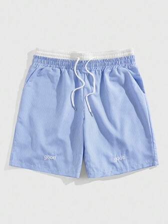 Prep Short décontracté ample pour hommes avec taille à cordon et poches rayées