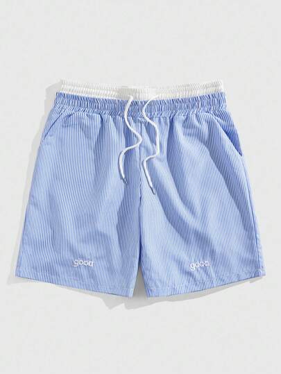 Prep Pantaloncini casual da uomo con coulisse in vita, tasche e righe