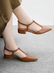 CUCCOO BIZCHIC 女式尖头可调节带扣平底乐福鞋 - 棕色 - 查看 3