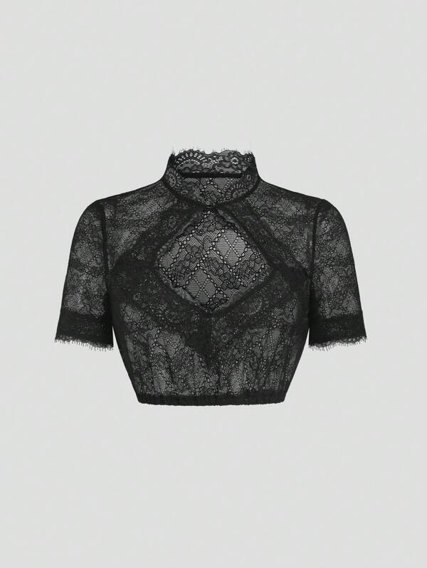 Fairmaia Elegant Lace See-Through Traditional German Women Top