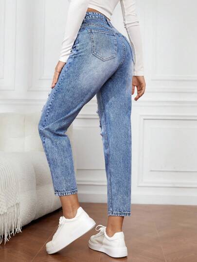 EMERY ROSE Zerrissene Mom Fit Jeans