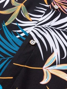 Manfinity RSRT Bộ áo sơ mi ngắn tay họa tiết nhiệt đới Hawaii dành cho kỳ nghỉ hè trên bãi biển dành cho nam Bộ trang phục nhiệt đới dành cho nam Bộ trang phục đi nghỉ dưỡng dành cho nam Bộ trang phục Hawaii dành cho nam Bộ trang phục Cancun dành cho nam Áo sơ mi họa tiết Hawaii - màu đen - Xem 5