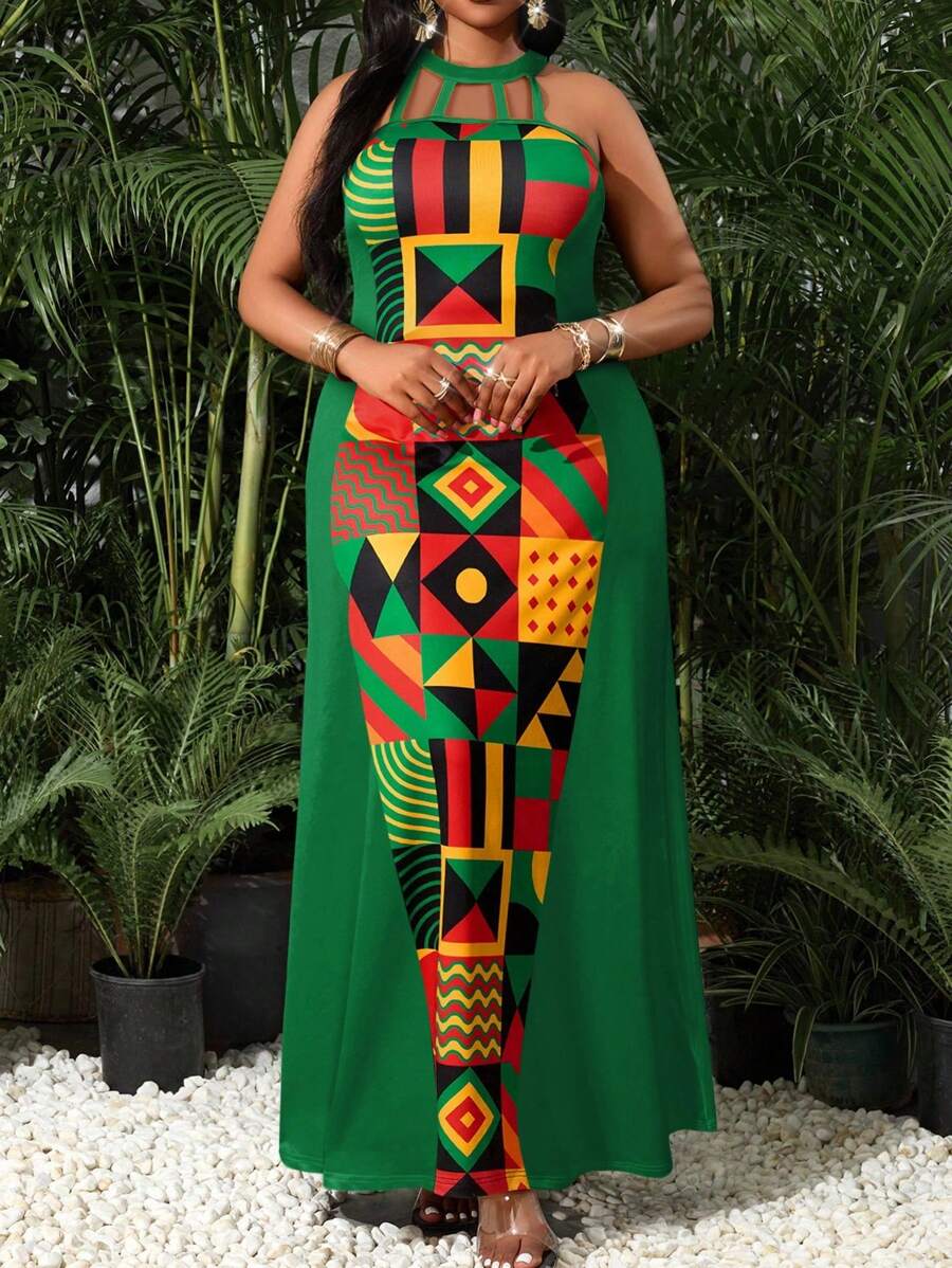 SHEIN Lady Spring And Summer Elegant Commuting Office Boho Colorful Knitted Halter Flared Long Sleeveless Plus Size Dresses Elegant Women Dresses Classy OutfitsElegant Women Dresses Classy Outfits Summer Dresses For Women Summer Outfits For Women Vacation Outfits Woman Dresses For Women Summer Dresses For Women Elegant Elegant Dresses For Women Women Summer Clothes Boho Dresses Plus Size Women Vacation Dress Beach Vacation Outfits Summer Dresses Plus Size Plus Size Summer Dresses Plus Size Summer Clothes Women Summer Dresses Summer Clothes Women Boho Women Clothing Dresses For Summer - Green - View 1