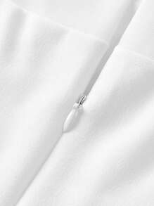 SHEIN Girlism Tween Girls' Casual Minimalist Comfortable Square Neck Cinched Waist A-Line Midi Dress Fall Winter - White - View 5