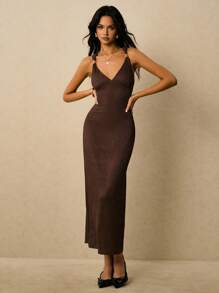 Poéselle Vestido de verano sin mangas y sin espalda elegante para mujer