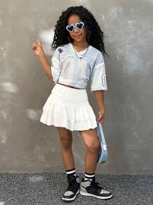 Coolane Kids Tween Girls Fall/Winter Streetwear Y2K Tropical Vacation Velvet Cute Ruffle Layered Mini Skirt,Parent-Child Clothing,Chic,Y2K,Cute,Stretchy,Comfortable