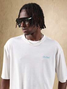 SUMWON 洛杉矶标志 T 恤休闲街头风圆领夏季上衣短袖宽松版型简约基本款设计 - 白色 - 查看 1