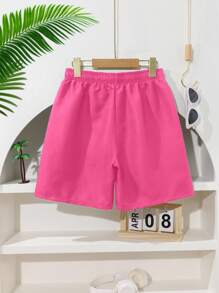 Tween Boy Solid Color Swim Shorts, Beach Vacation Pink Shorts For Boys Kids Summer Shorts Boys Pink Shorts Kids Comfy Shorts