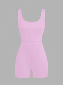 Tuta aderente in maglia a tinta unita per giovani ragazze