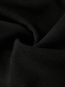 Ellevyn 女士秋季长袖性感透视荷叶边下摆T恤，优雅撞色蕾丝弹力针织商务休闲女装，复古富贵风格，适合秋季女装、教师、外出女装、办公室女装、教师秋季复古富贵风格女式蕾丝上衣 - 黑色 - 查看 5