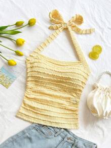 Soleia 女士度假吊带背心，春夏新品 - 黃色 - 查看 3