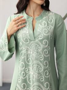 SHEIN Lacomfia Geborduurde patchworkjurk voor dames in Arabische stijl, lente/zomer