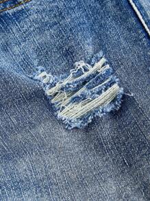 SHEIN MOD Quần Jeans Ống Loe Denim Nữ Có Thêu Hình Cánh Chim - Màu xanh lam - Xem 5