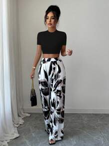 Elenzga 2pcs Casual Holiday Short Sleeve Striped Shirt And Shorts Set