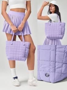 GLOWMODE 7升防水Make It绗缝双手柄手提包，带多个口袋，日常休闲 - 淡紫色 - 查看 7