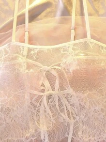 DelicateAllure Set de lencería con encaje floral - Blanco - Ver 3