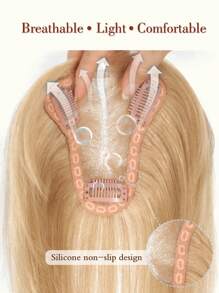 10英寸女士假发片，真人发丝，适合头发稀疏的女性；3.5*4英寸蕾丝假发片，带刘海，夹式接发片 - S27 - 查看 5