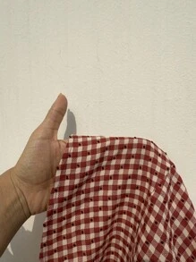 Sunnyshic Blue Plaid Sleeveless Slim-Fit Belted Mini Dress, Sweet French Style For Summer Vacation