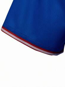 Gym Rark Men's Blue White Stripe V-Neck Digit Print Sports T-Shirt,Summer Athleisure Workout Mesh Breathable Lightweight Seamless Slim Fit Performance Tee - Blue - View 5