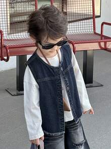 Dazy Kids Toddler Boys' Loose Denim Sleeveless Jacket Vest Denim Top, Autumn