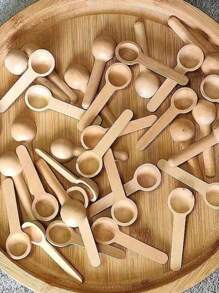 SHEIN 5件/10件/20件/30件/40件/50件木制长柄勺汤勺、咖啡勺、果酱勺、调味勺适用于家庭、咖啡馆和创意烹饪、厨房、情人节、情人节婚礼、生日 - 杏色 - 查看 7