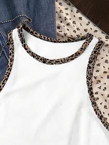 Attitoon 短款粉色休闲简约圆领女式白色背心，适合夏季，音乐节，复古风格，休闲度假风格，性感，可爱，Y2K 椰子女孩，波西米亚风，度假，春假，早午餐，淡蓝色，女生旅行，霓虹海滩氛围，波西米亚风，嬉皮风格，音乐节，适合夏季 - 白色 - 查看 3