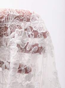 Dazy Kids Vestido de fiesta de cumpleaños de largo medio con cuello redondo y parches de encaje para niñas (talla pequeña)