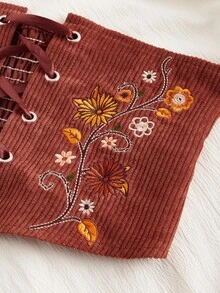 ROMWE Hippie Vestido vintage renacentista con hombros descubiertos, tirantes con lazo, bajo asimétrico para mujeres con cinturón desmontable - Beis - Ver 2