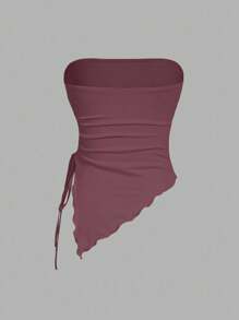 SHEIN MOD 多件式紧身胸衣上衣，侧边系腰褶，复古印花抹胸，秋季上衣，外出上衣，浅粉色背心 - 淺粉色 - 查看 9