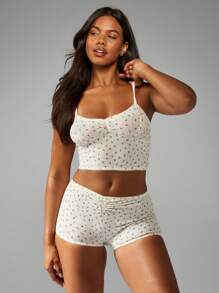 MISSGUIDED Ditsy 花卉印花睡衣套装吊带短款上衣带蕾丝花边短裤睡衣家居服睡衣春夏内衣套装 - 彩色 - 查看 3