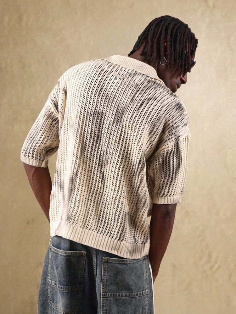 Koszulka polo z dzianiny z krótkim rękawem i nadrukiem tie-dye