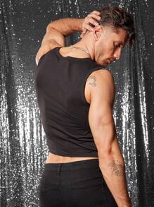 FeverCity Men's Casual Sleeveless Tank Top, White Digital Printed Lightweight Vest