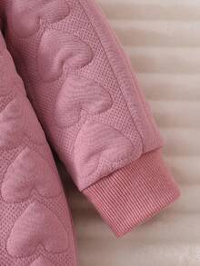 SHEIN 新生儿心形图案羊毛兔子背心和帽子套装，婴儿柔软毛绒服装套装 - 藕粉色 - 查看 3