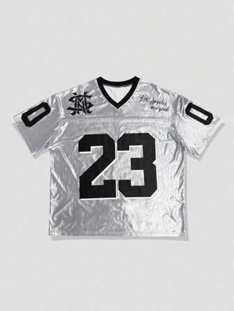 Prep Herren V-Ausschnitt Kurzarm T-Shirt mit Ziffernmuster für den Lässig Sommerstil