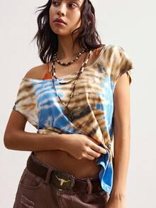 Bohemela Áo thun dệt kim nhuộm loang cổ tròn cánh dơi rộng rãi phong cách Boho cho nữ - Nhiều màu - Xem 3
