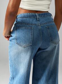 MISSGUIDED Quần Jeans Ống Rộng Baggy Cạp Cao Quá Khổ Denim Y2K Phong Cách Đường Phố Thường Ngày Lễ Hội Thời Trang Thu Đông Quần Dài - Màu xanh lam - Xem 6