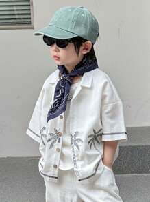 Dazy Kids 秋季男童宽松休闲度假风格衬衫 - 白色 - 查看 7