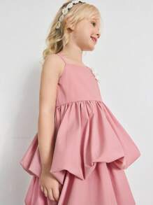 Maija Kids Maija Kids Váy xếp lớp họa tiết hoa 3D cho bé gái - Hồng - Xem 4