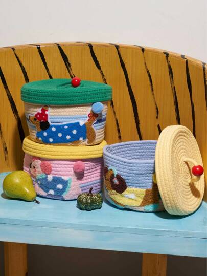 Joivida 1PC 夏季多巴胺礼品绳收纳篮 | 百日宴礼盒、生日礼盒、结婚礼盒 | 蛋糕、糖果和鸡蛋收纳盒、收纳用品、家居用品、拉玛舒适家居、新年、圣诞节礼物、儿童节、卧室用品、客厅用品、办公室/书房用品、乔迁礼物